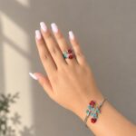 ست بنگل و انگشتر - رنگ ثابت - استیل - رز قرمز